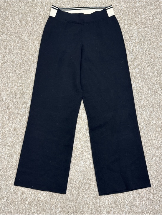 Diadora Pants - Diadora Black Wide-Leg Knit Pants with White Trim Waistband